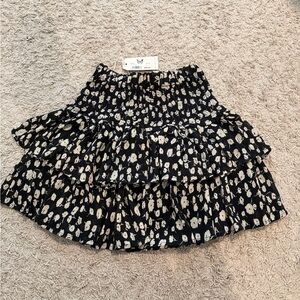By Together Black and Cream Patterned Skater Skirt